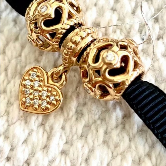 Pandora 14k gold heart bundle - Picture 2 of 5